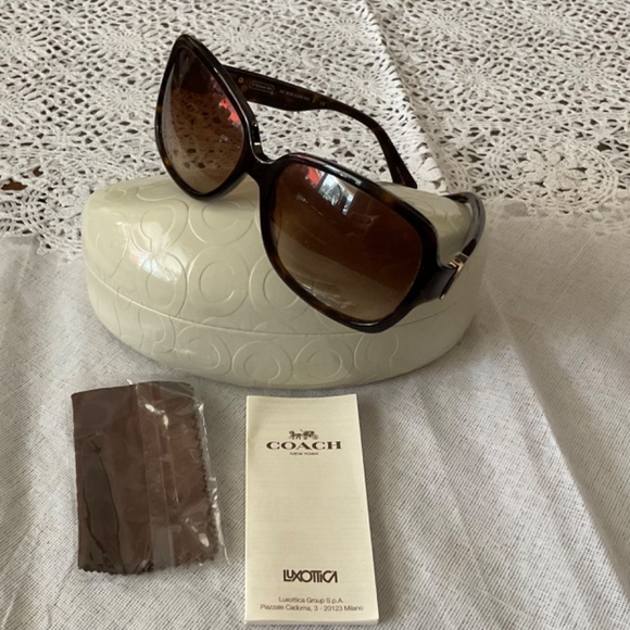 COACH Tortoise and Gold Square Designer Luxury  Brown - Picture 2 of 3